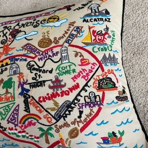 NWT CatStudio San Francisco City Hand-Embroidered Pillow